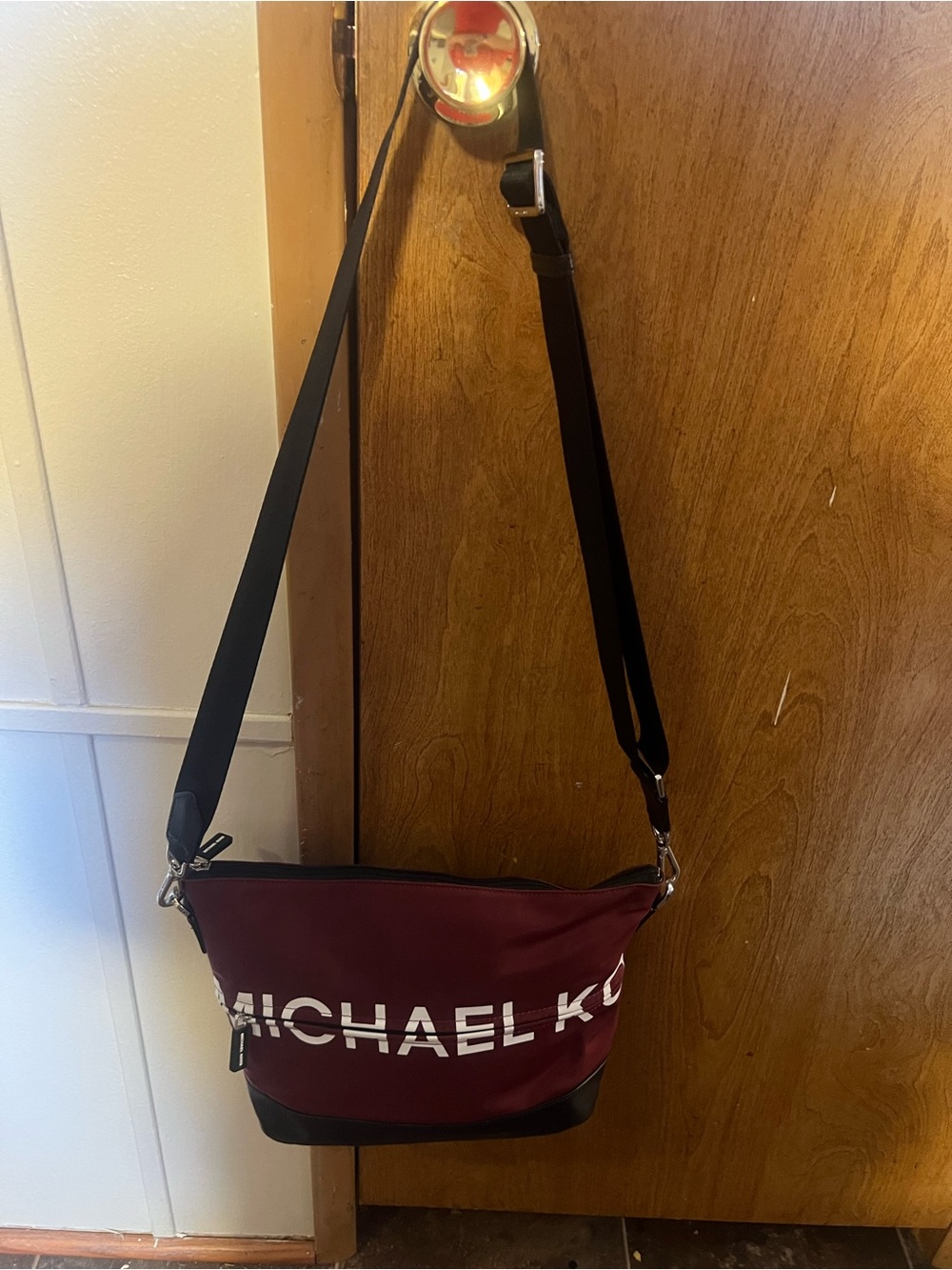 Michael Kors Maroon and Black Messenger Crossbody Bag
